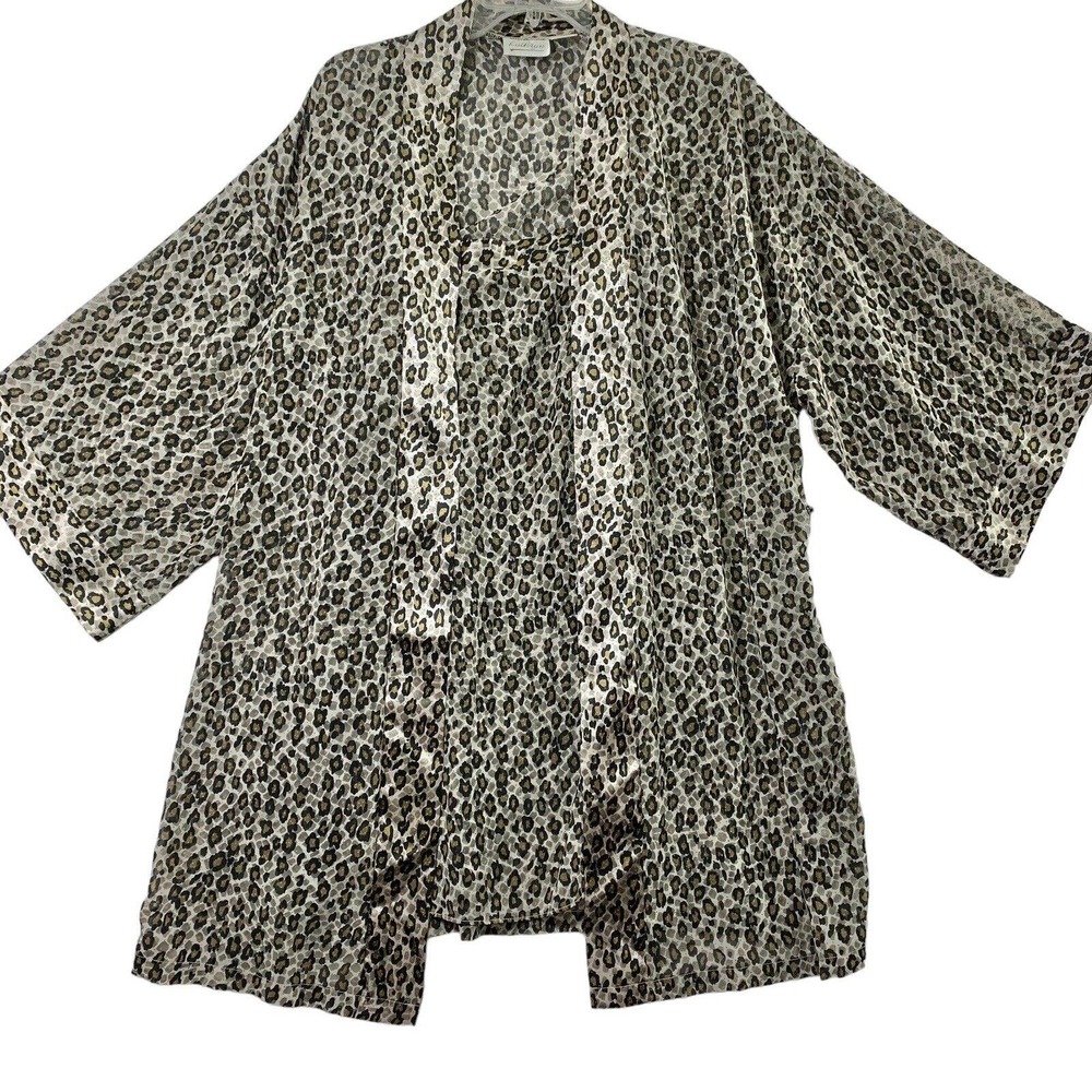 Kathryn Animal Print Nightgown‎ & Robe Womens XL Sexy Sheer Sleepwear